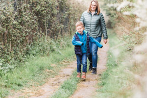 boy and mummy walking on a Bedfordshire footpath